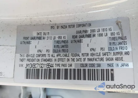 2016 Mazda Cx-3 Touring from USA, damaged, VIN JM1DKBC71G0116544